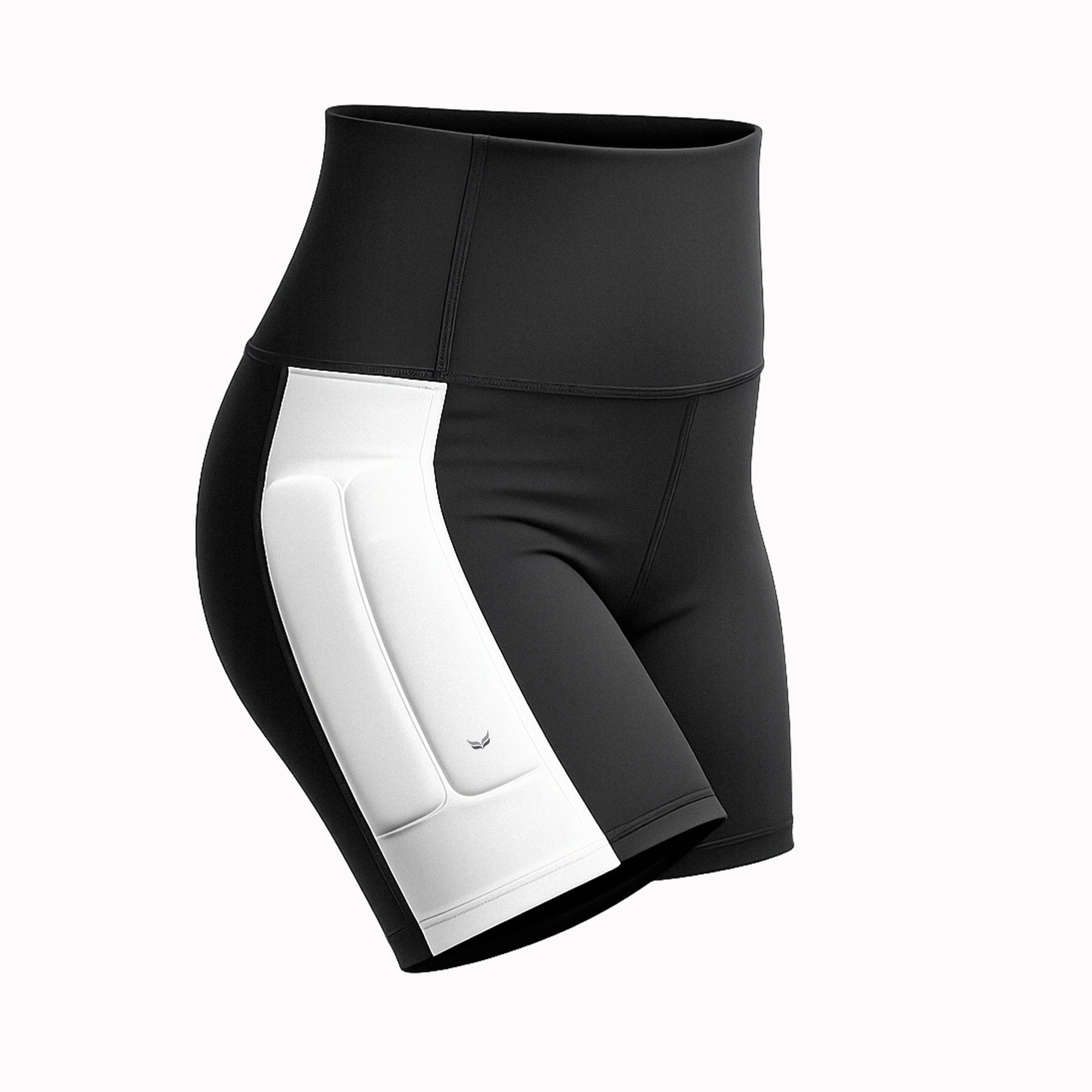 Black PTP Form Microweighted High-Rise 4-inch Shorts with white outer-thigh weight pockets.