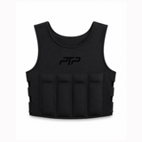 Black PTP Plyoslide Microweighted Vest showing its front weight pockets on a white background.