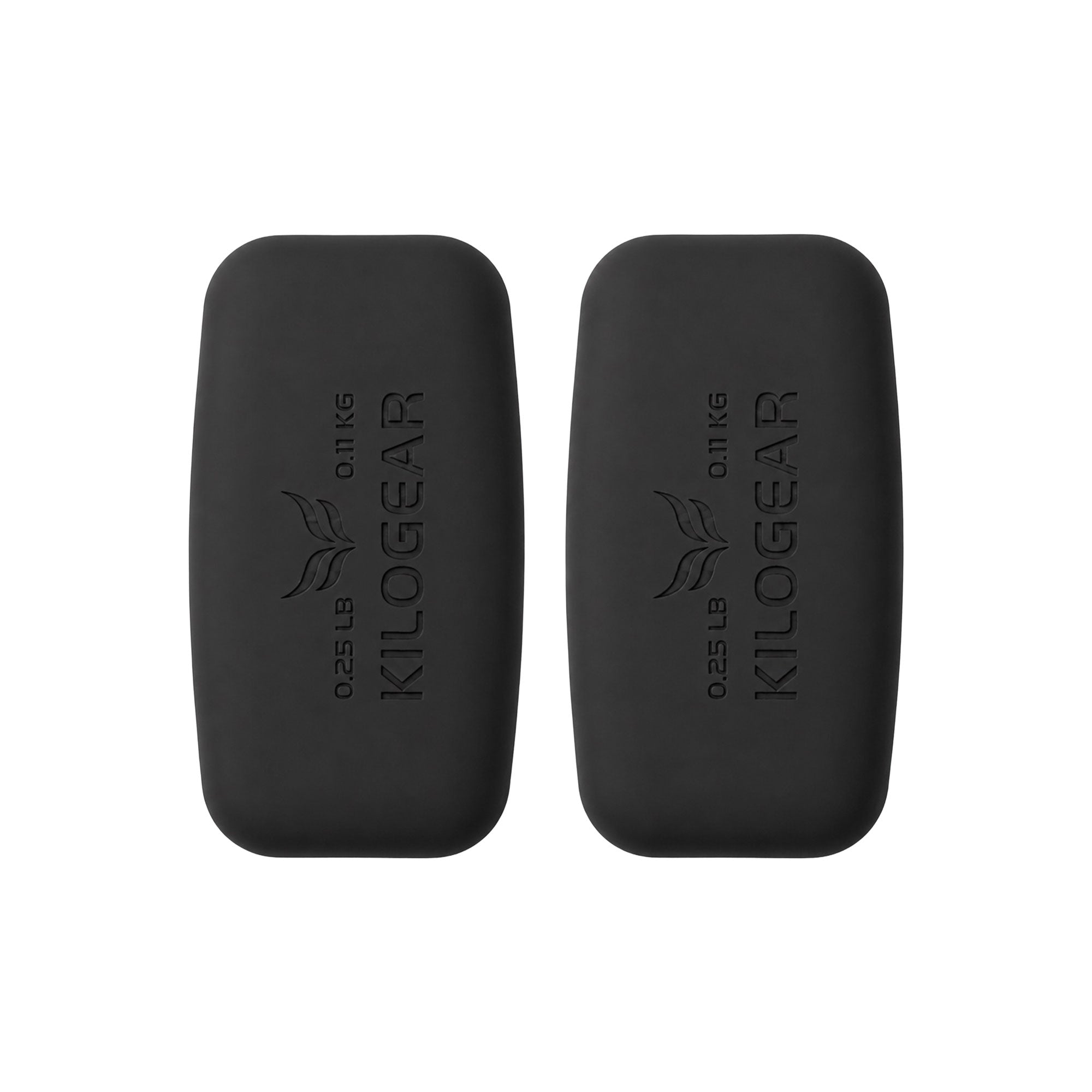 Pair of black PTP Small Pocket Weights, each weighing 0.25 lb / 0.11 kg.