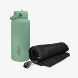 REFRESH PRO TOWEL & 1L FLASK SET PINE GREEN/BLACK